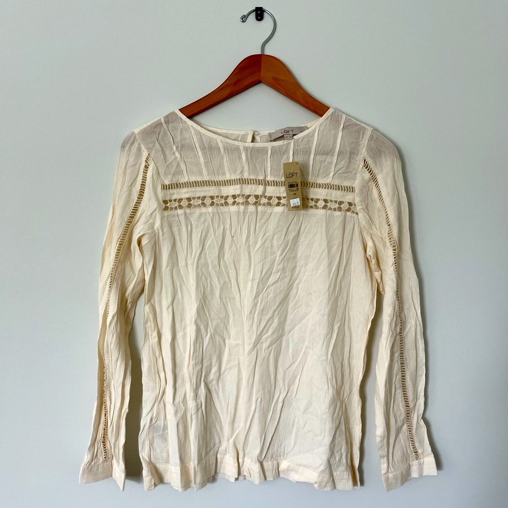 NWT Ann Taylor Loft Long Sleeve White Shirt
